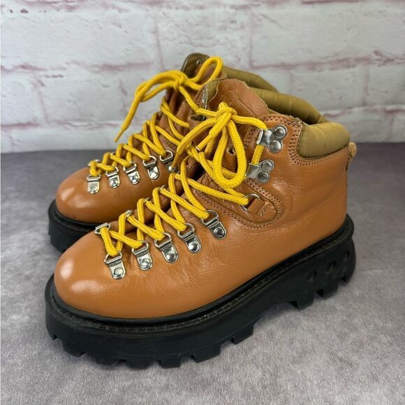 Simon Miller Leather Hiking Boots Yellow Laces 37 - Picture 1 of 10